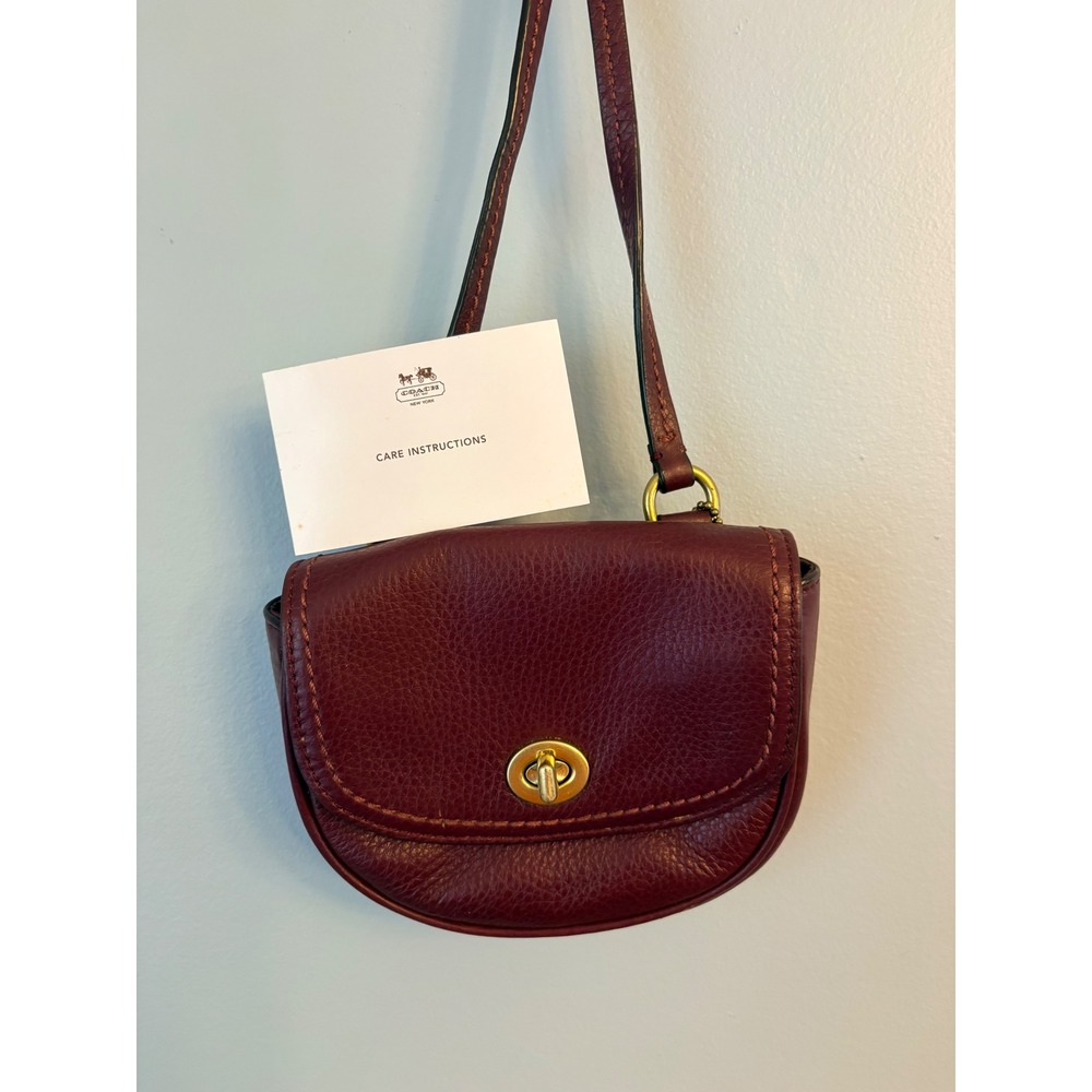 Coach Burgundy Pebbled Leather Mini Park Crossbody Bag Small Purse Maroon Kids - Picture 1 of 15